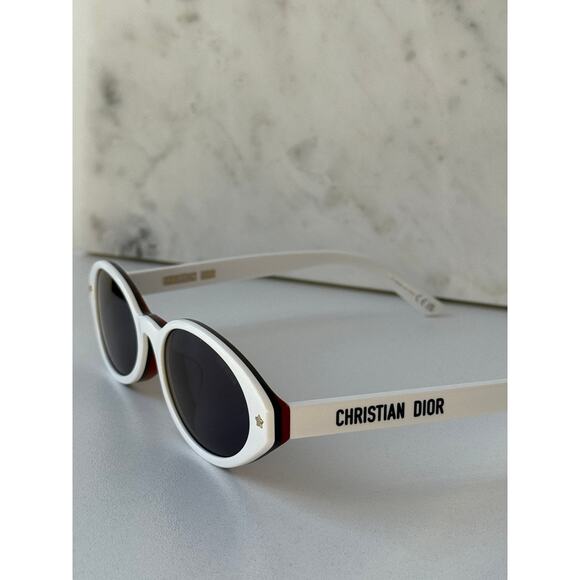 NEW Dior Pacific S1F Oval Round Sunglasses White Navy Blue
